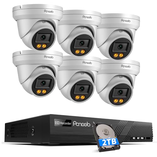 PANOOB 5MP NVR Security Camera System PoE with 2TB HDD, PD93BA0608-5MDF