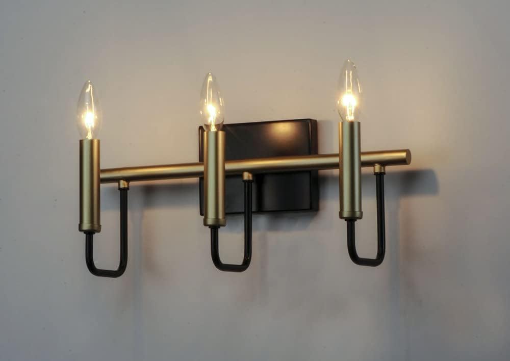 Maxim Lighting Sullivan 3-Light Bath Vanity Light | Black/Gold Finish | Bathroom Vanity Light | 10253BKGLD