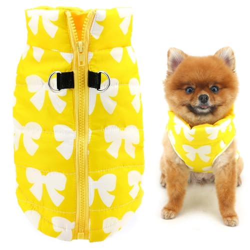 Image of SMALLLEE LUCKY STORE Dog Coat with D-Ring for Small Dogs, Yellow, XL