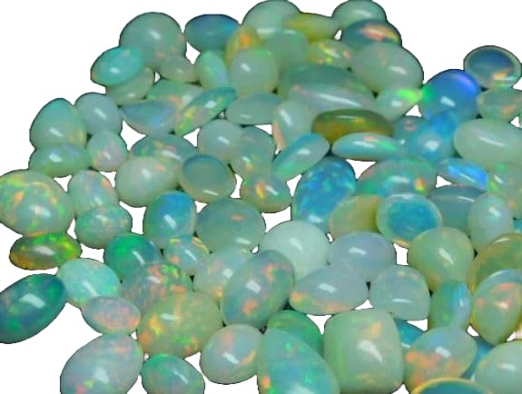 Opale éthiopienne naturelle 6x4 mm cabochon rond en vrac gemme multi feu