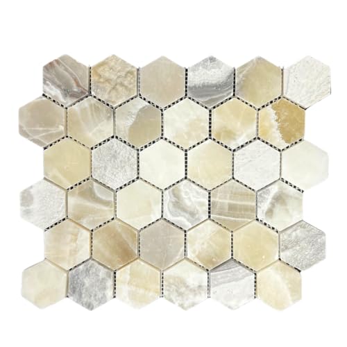 Tenedos HTC155 Berly Onyx 2 in. Hexagon Brushed Travertine Mosaic