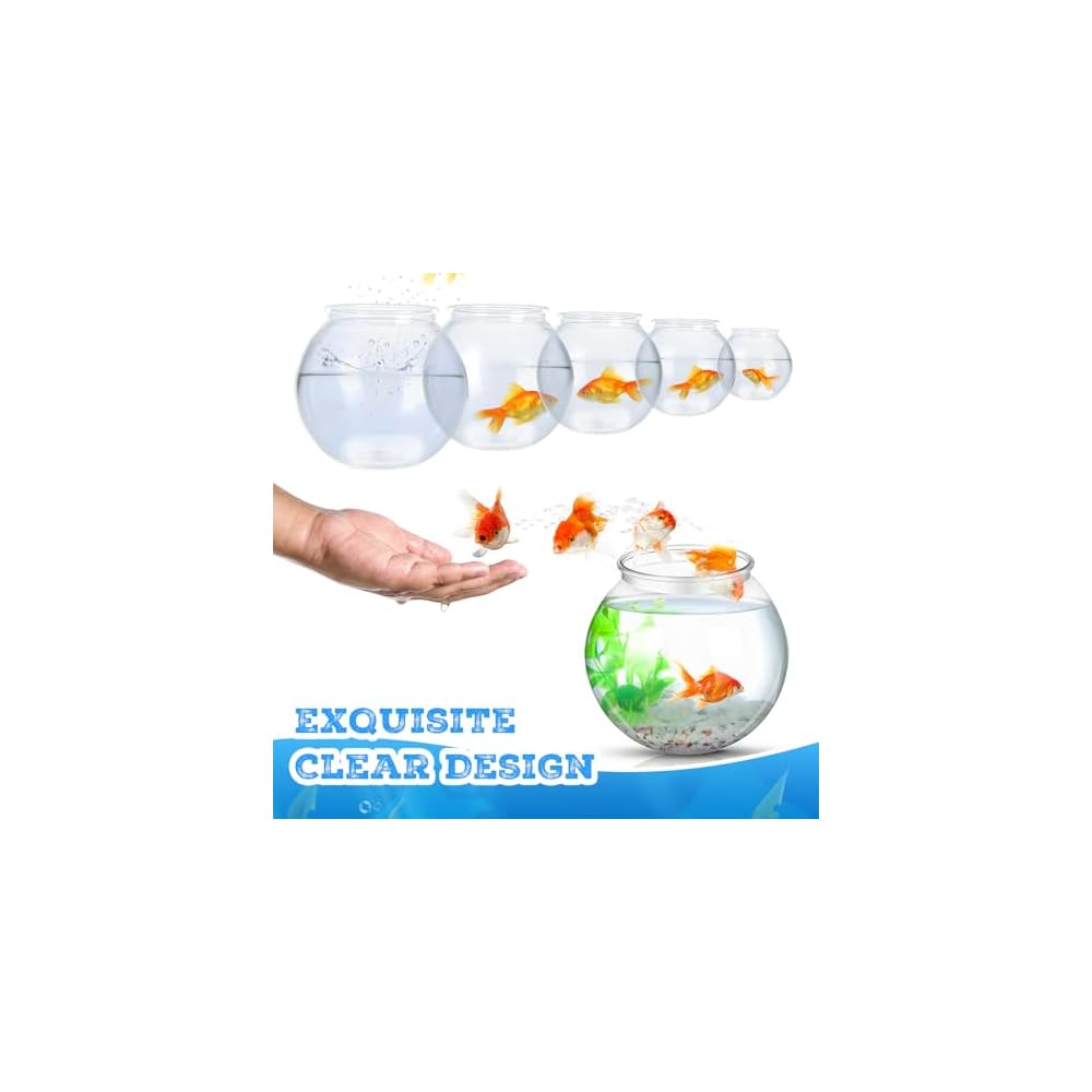 Mifoci 6-Pack Plastic Fish Bowls - 7.09" X 6.3" Clear Round Desktop Aquariums For Small Fish & Decor