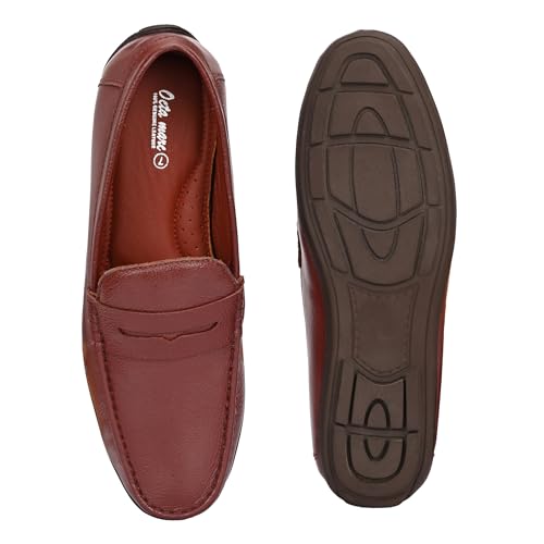 Image of Octa marc Men's Genuine Leather Loafer Shoes | Natural Rubber Sole with Soft Cushioned Insole | Classic Slip-On Design for Office, Party, Formal & Casual Wear