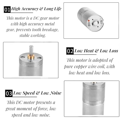DC Getriebemotor, 25mm DC , industrielle Automatisierung Getriebemotoren 12V 25GA-370 Low Speed Metall Getriebemotor für elektronische Sperre(12V 400RPM)