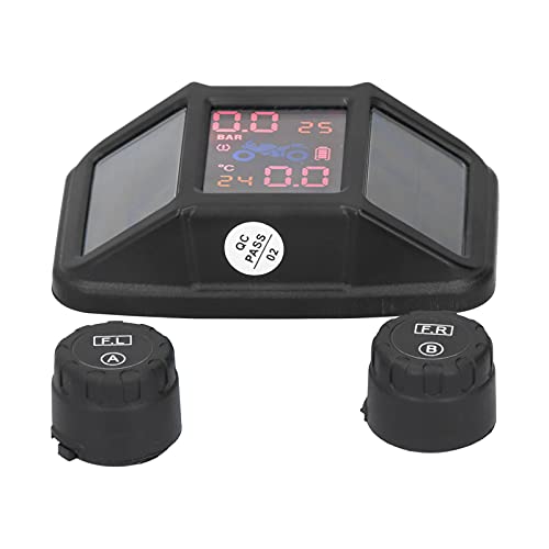 KIMISS Monitor De Presión De Neumáticos Solar, Sistema De Control De Presión De Neumáticos De Motocicleta Kit De Sensores Externos con Cable USB 2 Unidades para Motocicleta