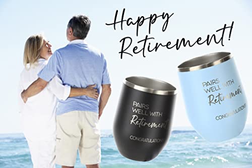 Retirement Gifts For Women Men - Happy Retirement Wine Tumbler Mug Presents - Retirement Gift For New Beginnings - Ideas For Retired Coworker, Boss, Friend, Mom, Dad, Colleague, Farewell (Black) #TOP6