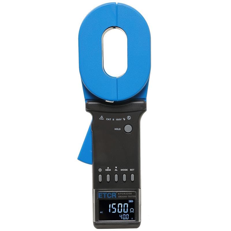 ET2200 Ground Resistance Meter Earth Resistance Tester Clamp Earth Resistance Measurement 0.010Ω~1500Ω 0.000mA~40.0A Double Insulation