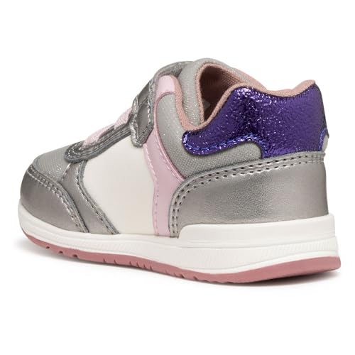 Geox B Rishon Girl, First Walker Shoe Bimba 0-24, Dk Silver Purple, 21 Eu - 4