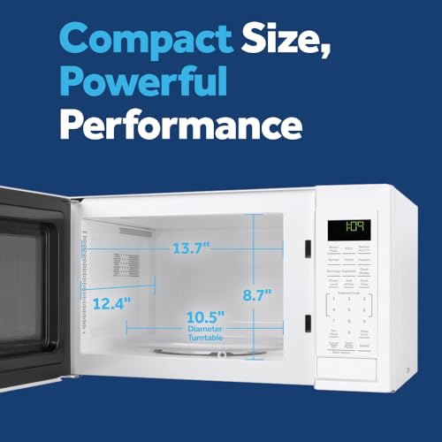 GE Countertop Microwave Oven, Compact 0.9 Cubic Ft., 900-watt Capacity, 7 Auto Cooking Settings, Child-Lock Technology, Kitchen Essentials for The Countertop, Dorm Room or Apartment, White by GE - Image 3