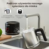 Elektryczny spieniacz do mleka, morpilot Milk Frother ze stali nierdzewnej, funkcja 6 w 1, pojemność 250 ml Cappuccino lub 500 ml ciepłe mleko, rozdzielony, czarny