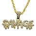 sameno Men's Hip-hop European and American Full Diamond Letters SAVADF Pendant Necklace Trend Fashion Jewelry (Gold)