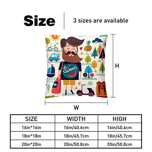 Tbouobt Pack Of 2 Velvet Pillow Covers, Square Pillowcase Cushion Case For Couch Bed, Cartoon Summer Travel #TOP4