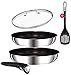 Tefal L994S3 Ingenio Preference Induktion Pfannenset 5-teilig 24 + 28cm Pfanne + Griff + Pfannenwender + Jamie Oliver Glasdeckel 24cm, Antihaftversiegelung, Induktionsherd geeignet, Antihaft Pfannen