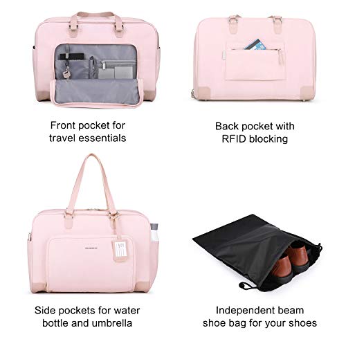 Weekender Bag, BAGSMART Carry On Bag Travel Duffle Bag Large Overnight Bag for Women, Dusty Pink