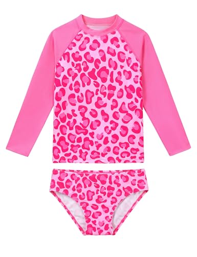 Image of Girls Swimsuit Long Sleeve Rush Guard Bathing Suit Swimwear with Bikini Bottom Sun Protection