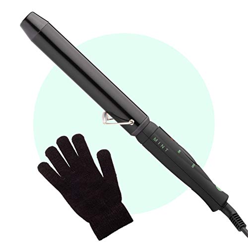 Professional Series Curling Wand 1 1/4 Inch Iron by MINT | Extra-Long 2-Heater Ceramic Barrel That Stays Hot. Hair Curler / Wave Former. Travel-Ready Dual Voltage.