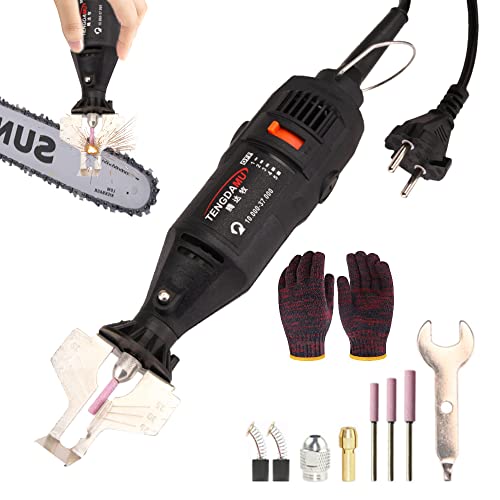 Kit de afilador de Cadenas de motosierra inalámbrica 180W Eléctrica molino de troquelado herramienta de molienda Afilador de Amoladora de Cadena de Mano (Negro)