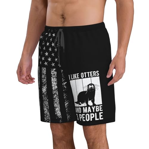 Vintage Retro Funny Otter Lovers Gift Mens Swim Trunks Quick Dry Swim Shorts Mens Swimsuit Board Shorts with Pockets2