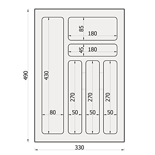 sossai® Divio Cutlery Tray for 40 cm Drawers, 33 x 49 cm (Width x Depth), Can Be Cut To Size, 6 Compartments - Image 4