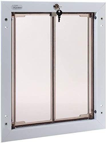 PlexiDor Performance Pet Doors for Dogs and Cats - Door Mount Dog Door with Lock and Key - White, Large Sizes