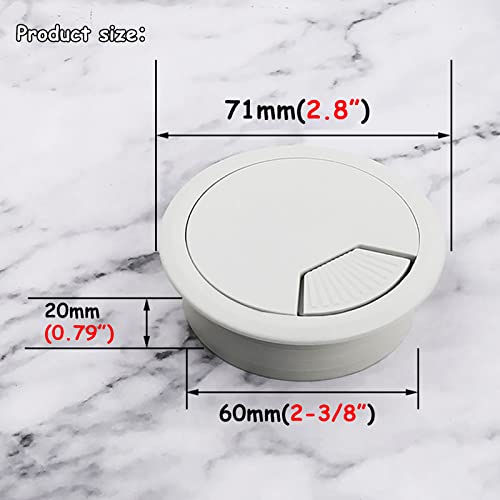 Image of 10pcs 2-3 /8 inch (60mm) Desk Grommets Computer Table Cord Wires Organizer Cord Cable Wire Grommet (Grey)
