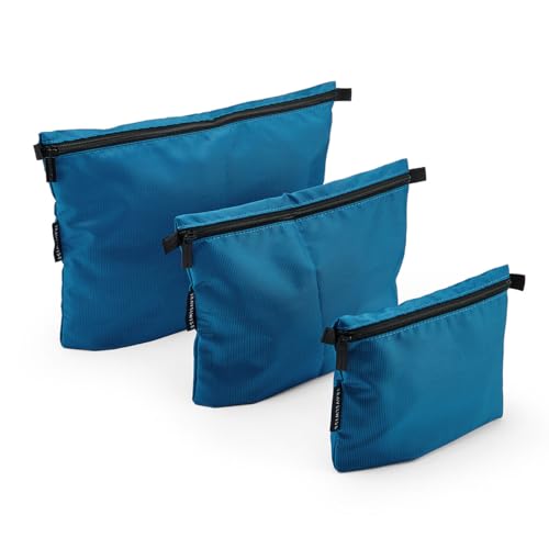 TravelWise 3 Piece Pouch Set, Luggage and Travel Organizers, Zipper Travel Bags, Blue