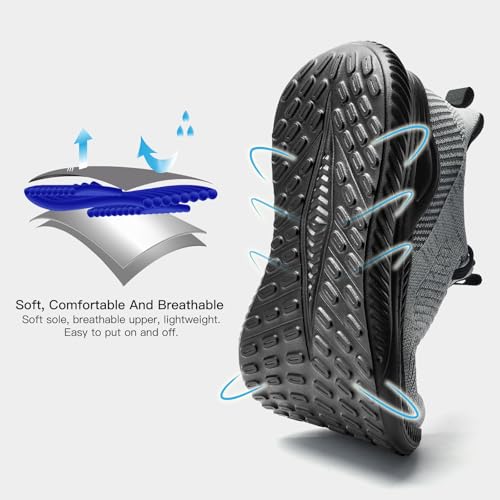 Mens Slip On Wide Walking Shoes Memory Foam Runnning Tennis Shoes Lightweight Breathable Casual Sneakers4