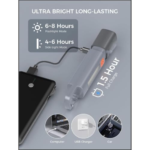 Image of LED Flashlight Rechargeable Hand Torch With Telescopic Zoom And Carabiner