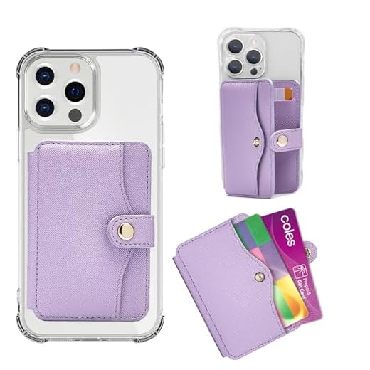 M-Plateau Card Holder, Phone Wallet Stick on with Slim 3M Sticker Match iPhone 14 Pro Case and Most Smartphones (Lavender)