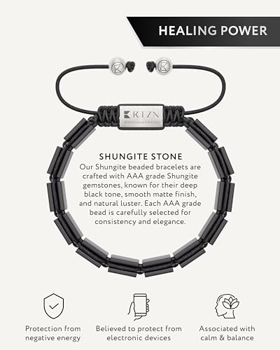 Pulsera artesanal de shungita ajustable para hombre miniatura 5