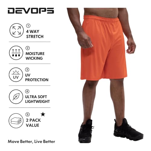 Image of DEVOPS Men's 2-Pack Loose-Fit 10 inch Workout Gym Shorts with Pockets