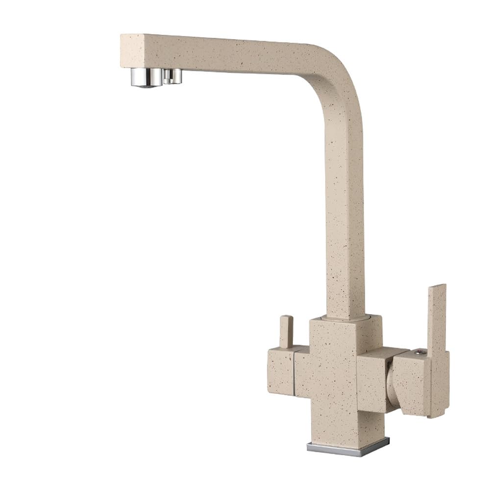 GLETSF Gold/Chrome Kitchen Faucet with Water Filter - Brass Mixer Tap for Drinking Water - Purify Kitchen Sink Tap - Stylish Design - Golden Nero Finish,Gold