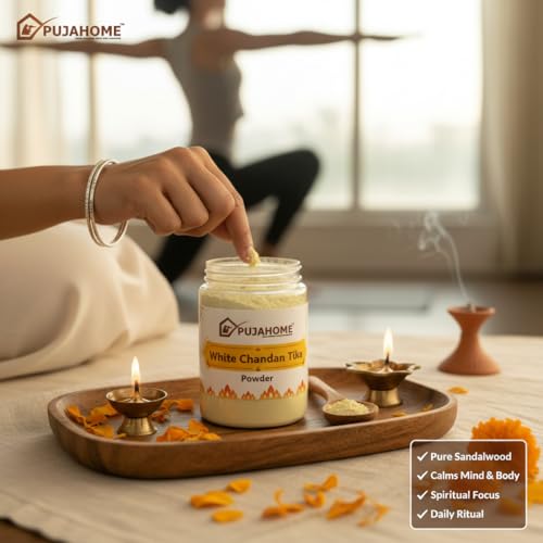 Image of White Chandan- 100 Gram | Tika Powder | Chandan Powder for Religious Pooja and Tilak | Natural and Pure Gopi Sandalwood for Mandir, Aarti, Temple Rituals and Hawan
