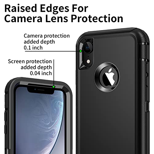 Mieziba C1K200-1 For Iphone Xr Case, Heavy Duty Shockproof Dust/Drop Proof 3 Layer Full Body Protection Rugged Cover Case For Apple Iphone Xr 6.1",Black thumb #3