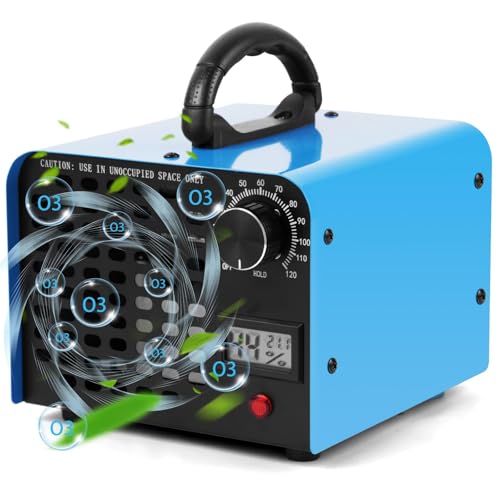 Vicloon Ozone Generator 60000 mg/h High Capacity Ozone Machine 120 Min Timer Temperature Humidity Display Air Purifier for Home Kitchen Office Garage Smoke and Pet Odours