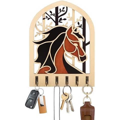 DRMFLE Wooden Horse-Shaped Key Holder Cover