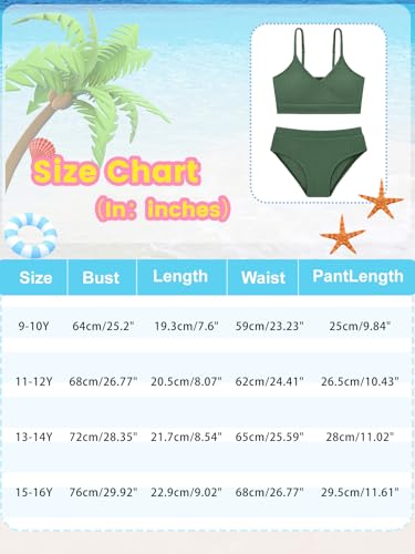 Image of Girl's 2 Piece Swimsuit Solid Spaghetti Strap Bikini Sets Beach Bathing Suit Swimwear for Teen Girls