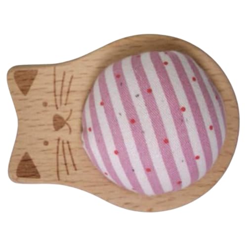 Badiman Sewing Pin Storage Box DIY Crafts Hand Sewing Supplies Wooden Base Holder Pin Cushions Head for College Beginners Mom, Pink