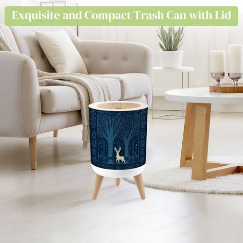 Caneca de basura pequeña con tapa y patas redonda 7L miniatura 2