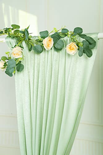 Sherway 2 Panels 4.8 Feet X 10 Feet Light Green Thick Satin Wedding Backdrop Drapes, Non-Transparent Window Curtains For Party Ceremony Stage Decoration #TOP5