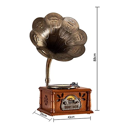 Gramophone, Tourne-Disque, Lecteur CD/auxiliaire 3,5 mm/Radio FM/USB, phonographe Vintage en Bois avec klaxon en cuivre… - Les Beatles, Paul McCartney, John Lennon, RIngo Starr, George Harrison Gramophone, Tourne-Disque, Lecteur CD/auxiliaire 3,5 mm/Radio FM/USB, phonographe Vintage en Bois avec klaxon en cuivre… – Image 3