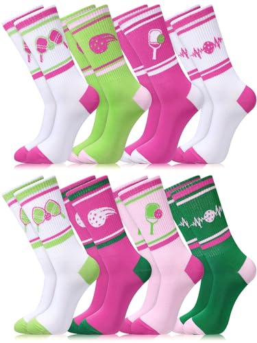 Cuffbow 8 Pairs Dink Ball Socks Performance Novelty Athletic Socks Sports Gift for Dink Ball Lovers Women Men