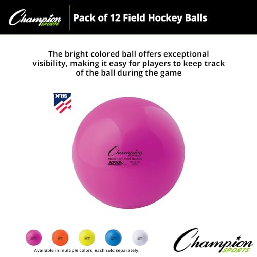 Champion Sports Çim Hokeyi Topları, Düzenleme Boyutu, 12'li Paket, 7cm, NFHS Onaylı, Dayanıklı, Sarı