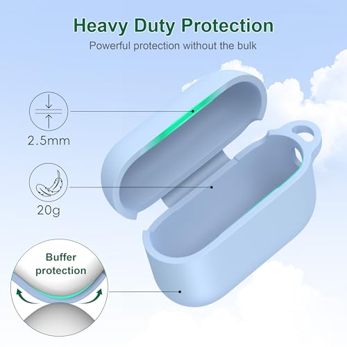Image of R-fun for AirPods Pro 3rd Generation Case with Cleaner Kit, Soft Silicone Protective Case Cover for Apple AirPod Pro 3 for Women Men, AirPods Pro Case Accessories with Keychain, Sky Blue