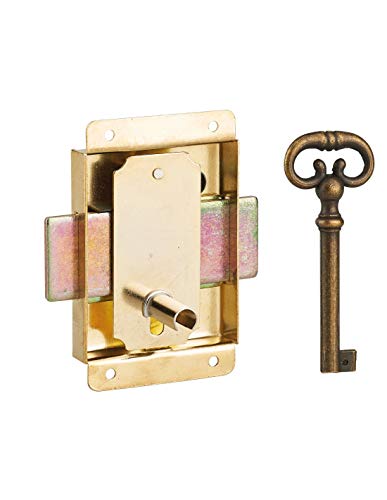 THIRARD - Serrure de meuble à pattes pour porte d'ameublement, 50mm, acier laitonné, 1 clé