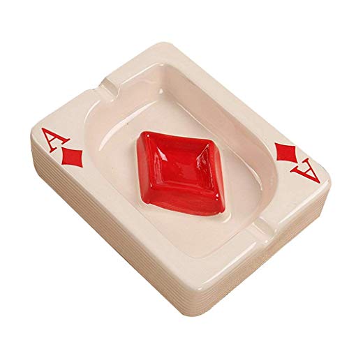 FFLJT Creative Ceramic Cigarette Ashtray Tabletop Portable Modern Ashtrays Poker Cigar Ashtray