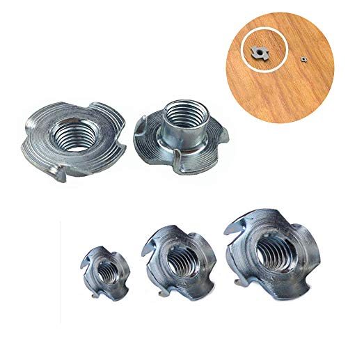 T-Nut 1/4"-20,5/16"-18, 3/8"-16, (100 Pack) 4 Pronged Tee Nut Assortment Kit,For Rock Climbing Holds, Wood, Cabinetry, Etc. #TOP4