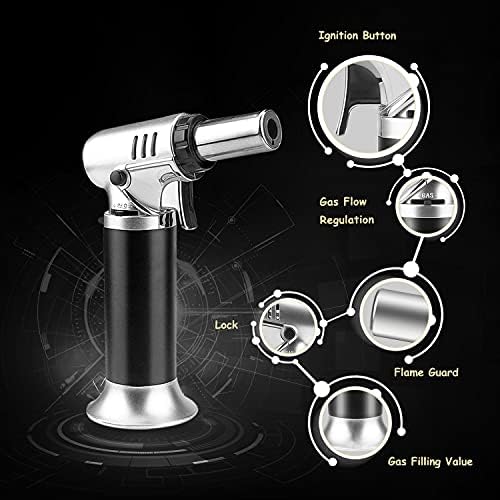 VICBAY Blow Torch Refillable Kitchen for Mother's Gift - Adjustable Flame Butane Gas Torch for Kitchen Tool/ Cooking/ Creme Brulee/ Garden BBQ/ Crafts/ Baking/ Chef/ Desserts (Butane Gas Not Included)