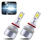Yumfugu Pack-2 C6 Car LED Light Replacements, 6000K 3800LM IP68 Waterproof High Beam Lighting Accessories, Plug and Play, Universal Super Bright Vehicle Bulb for Most Cars (White Light #H11/H8/H9)