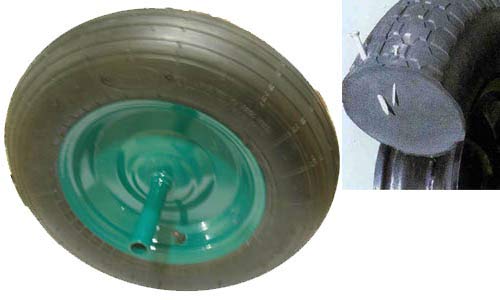Ferrotech Rueda para Carretilla de Obra impinchable Poliuretano, Negra, 0
